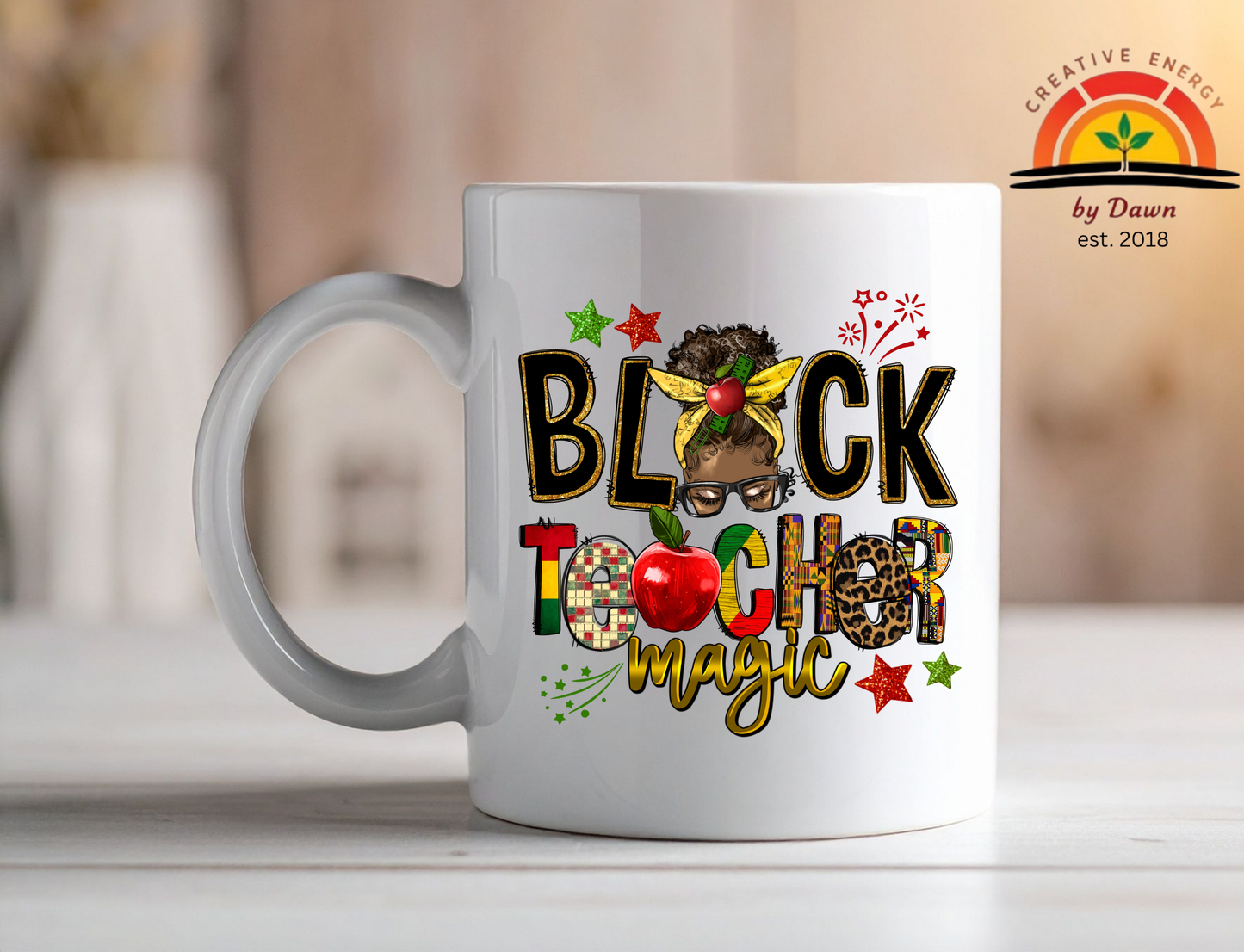 π Black Teacher Magic 12 oz Ceramic Mug | Representation Matters