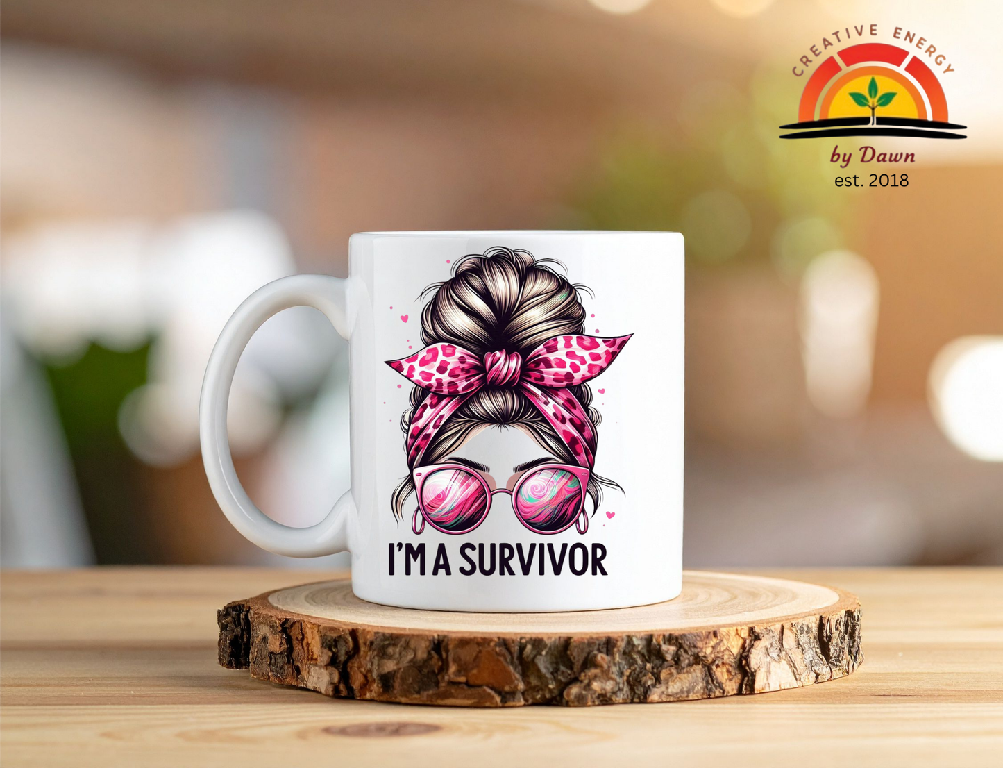 💖 “I’m a Survivor” 12 oz Ceramic Mug | Breast Cancer Awareness