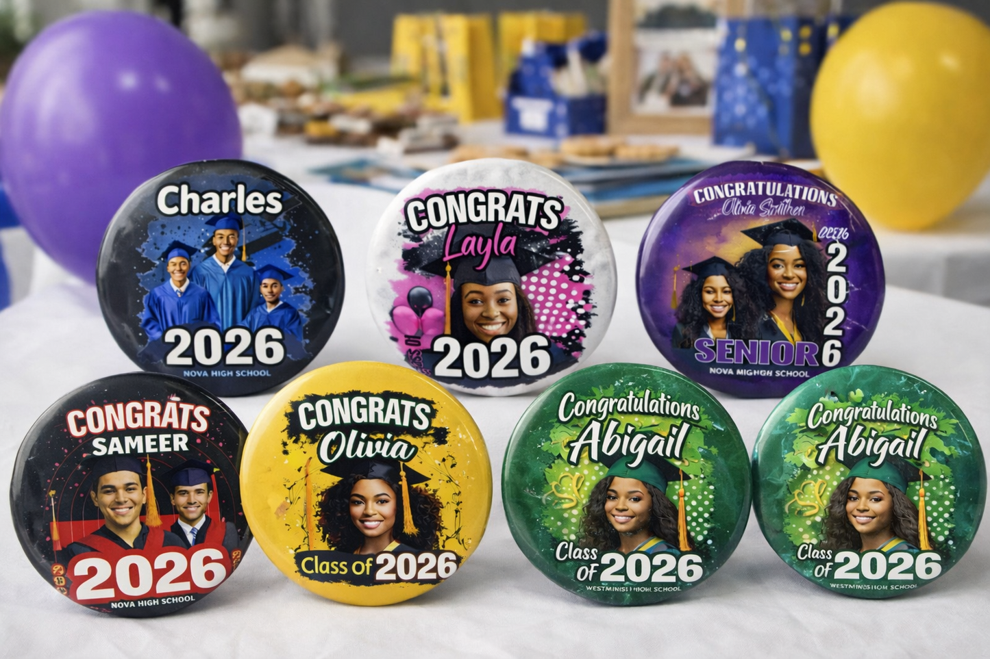 šGraduation Buttons (3-Inch) ā Custom Photo Keepsake