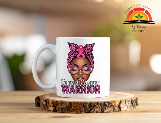 💖 Cat Eye “I’m a Survivor” 12 oz Ceramic Mug | Breast Cancer Awareness
