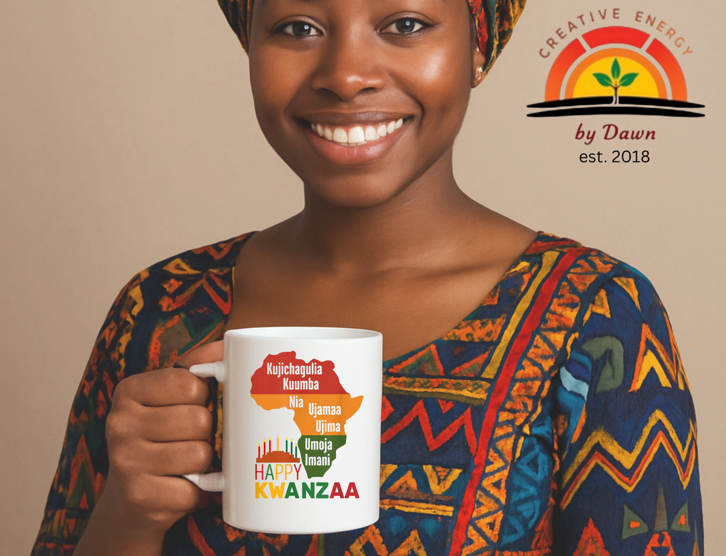 🖤  Happy Kwanzaa 12 oz Ceramic Mug | Celebrate the 7 Principles
