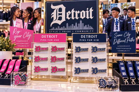 Teens-  Detroit Navy or Pink (& Silver) Magnetic Lapel Pin