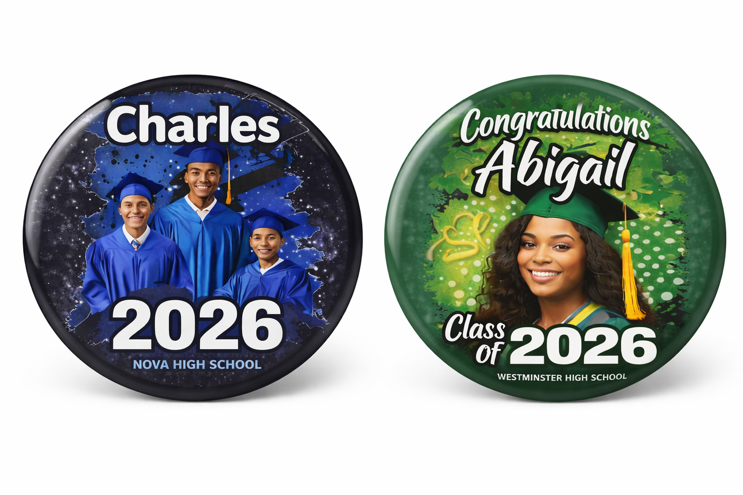 🎓Graduation Buttons (3-Inch) – Custom Photo Keepsake