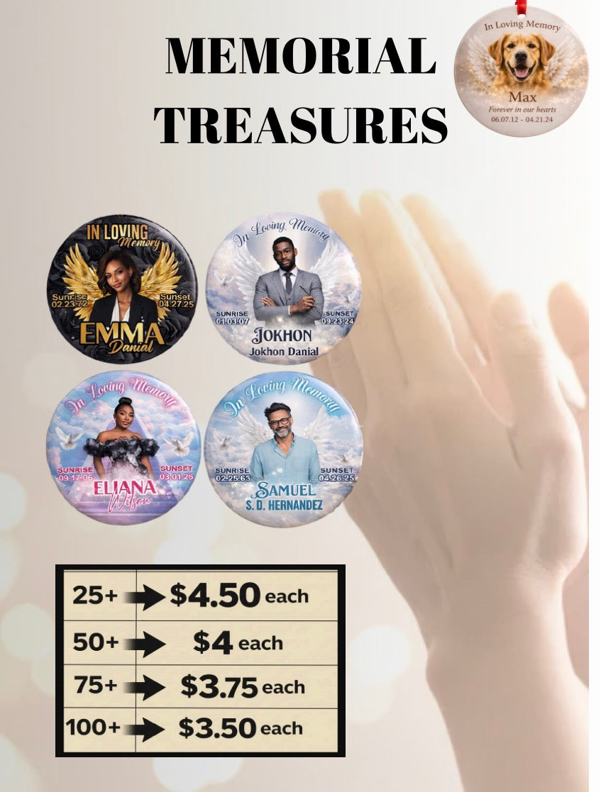 Memorial Buttons (3-Inch) – Custom Photo Keepsake