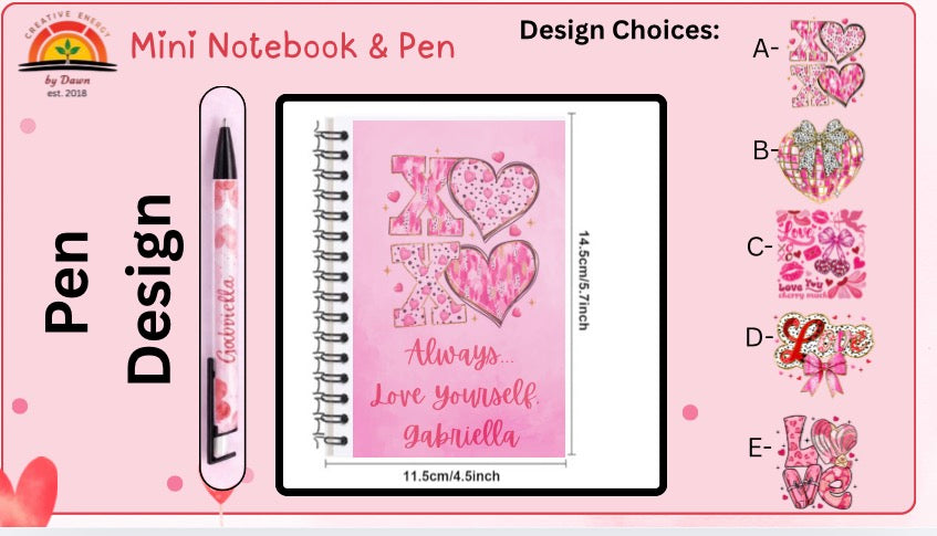 💖 Personalized Mini Notebook & Pen Set – A Daily Reminder of Love 💖
