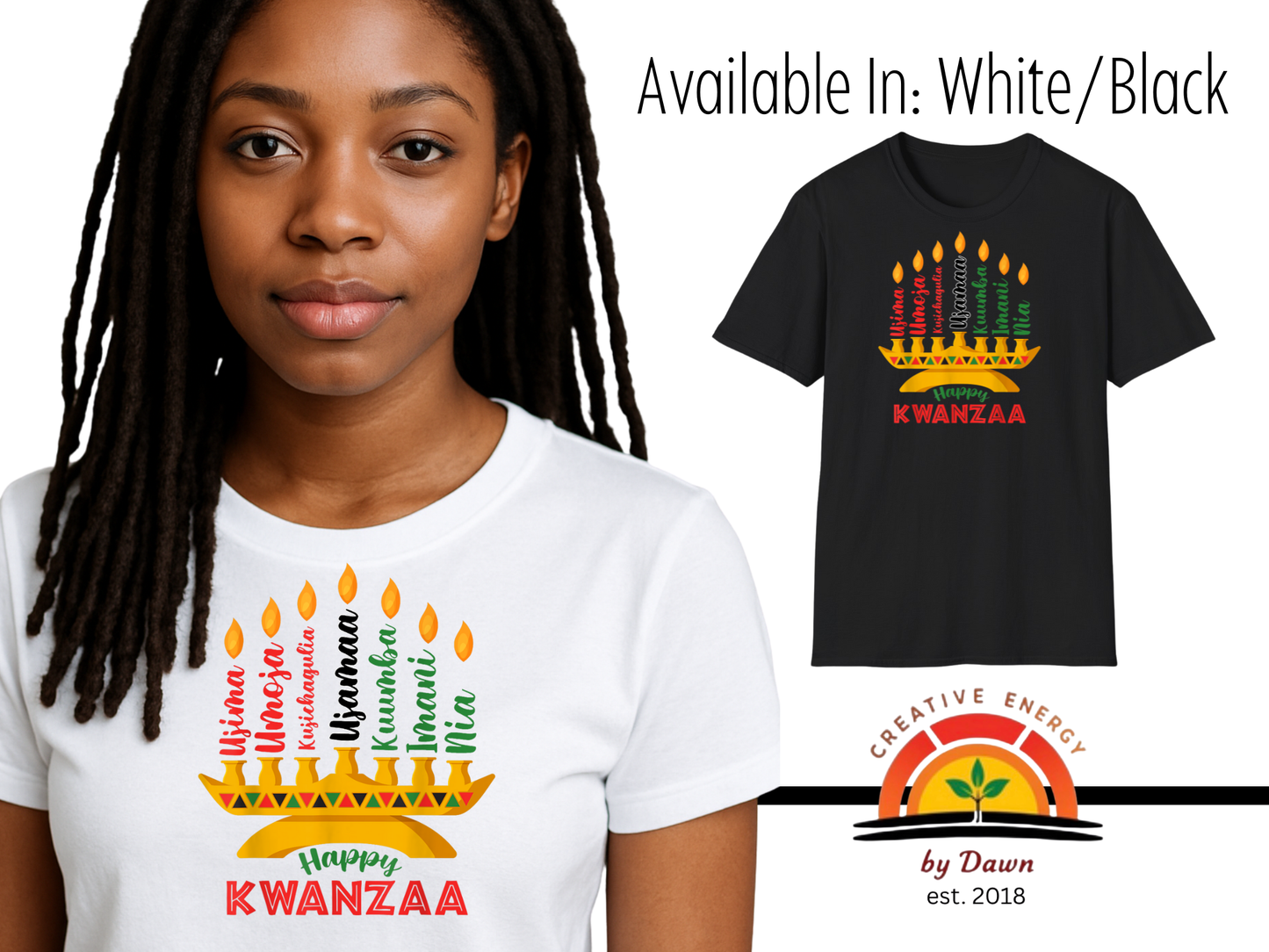 🔥  Happy Kwanzaa Kinara Tee | Celebrate the Seven Principles