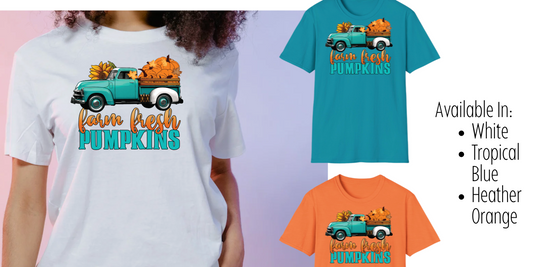 🎃  Farm Fresh Pumpkins Tee – Vintage Truck Fall Shirt