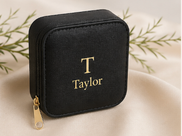 Personalized Travel Jewelry Case – Cream or Black | Bridesmaid Gift, Wedding Keepsake