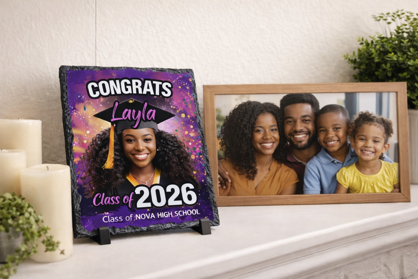 🎓 Custom Graduation Photo Slate Plaque